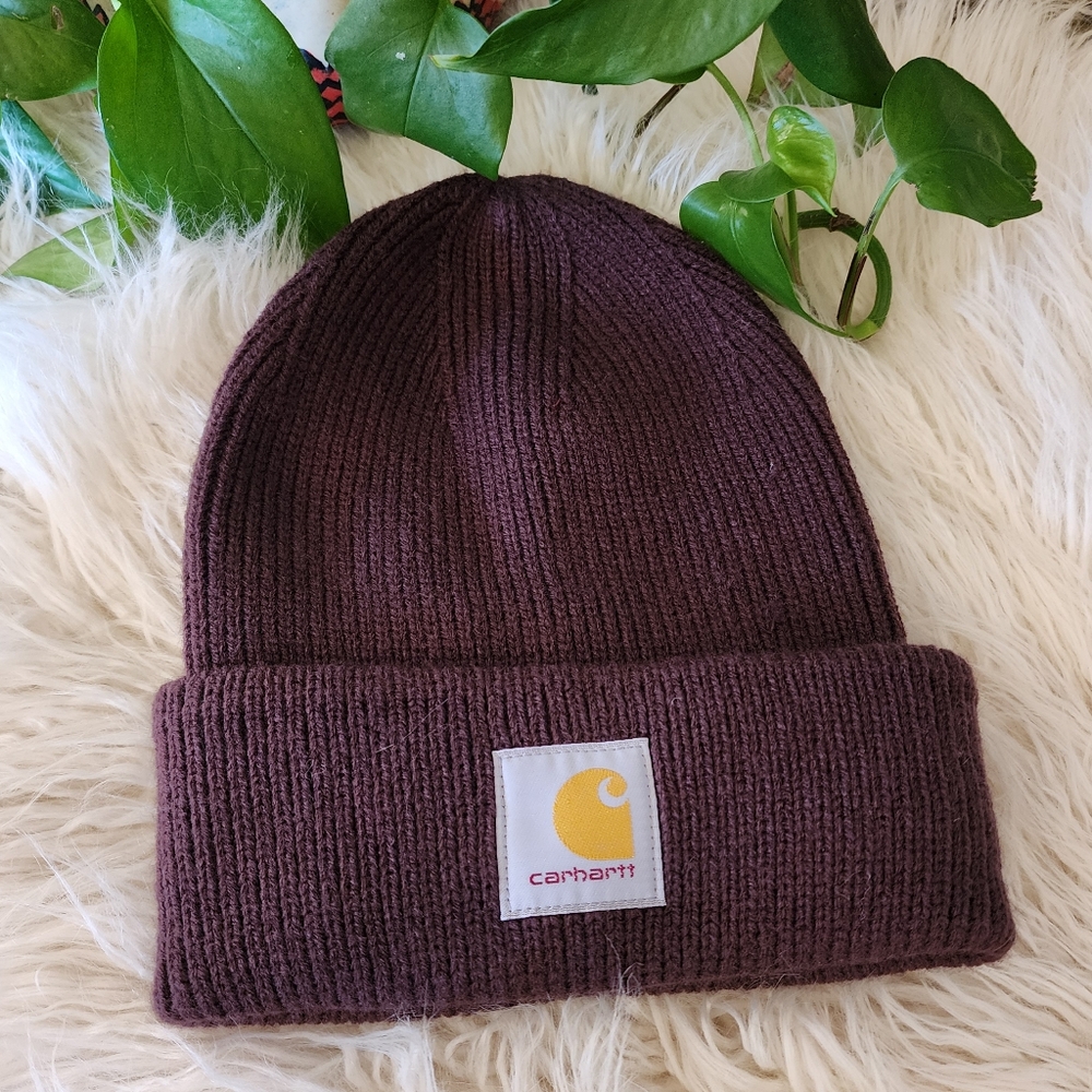 Carhartt Brown Knit Logo Ribbed Hat